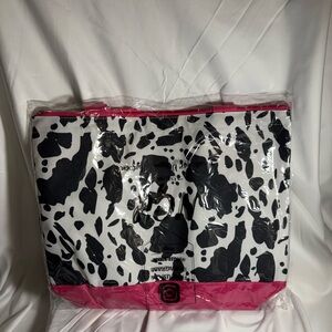 Source Unknown Black and White Tote with Pink Trim